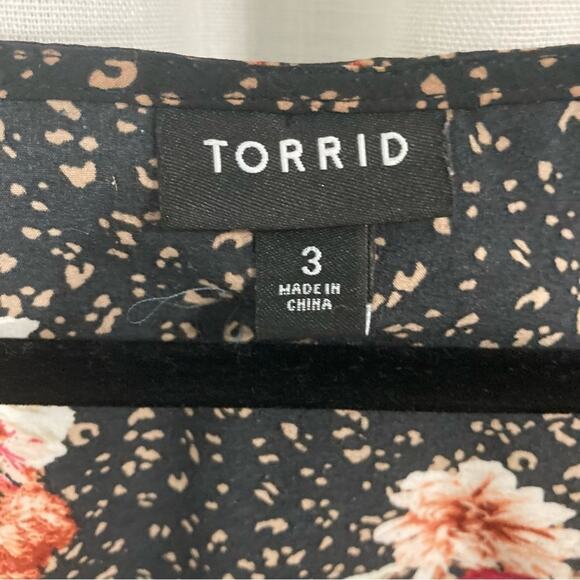 Torrid sheer floral print animal print 3/4 sleeve maximalist top peplum size 3X - Picture 2 of 7